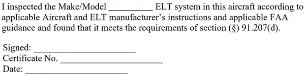 Emergency Locator Transmitter Inspection Record Example
