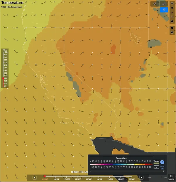 Graphical Forecast for Aviation Temperatures Over California